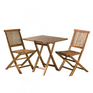 Mesa y sillas de jardín de madera de teca aceitada 2 person…