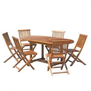 Mesa y sillas de jardín de madera de teca aceitada 4/6 pers…