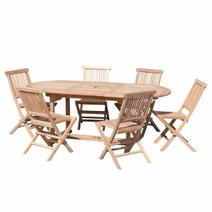 Mesa y sillas de jardín de madera teca 6/8 personas