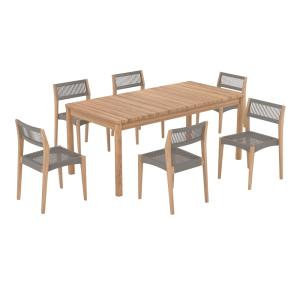 Mesa y sillas de jardín para 6 personas de madera de teca m…