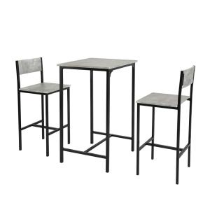 Mesa y taburetes x2 madera gris
