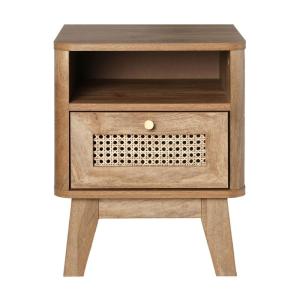 Mesilla con 1 cajón y 1 nicho con rejilla de ratán - l39 cm…