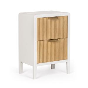 Mesilla de noche de madera blanca y paulownia natural, 40x3…