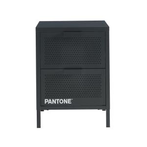 Mesilla de noche doble cajón metal gris antracita 40cm