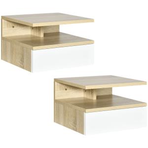 Mesillas de noche 35x32x22.5 cm roble y blanco