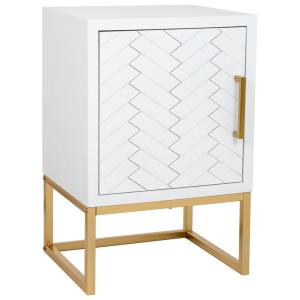 Mesita 1 puerta madera y metal 40x35x61h cm