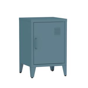 Mesita de estilo industrial con 1 puerta, azul gris