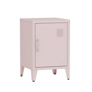 Mesita de estilo industrial con 1 puerta, rosa