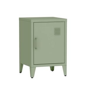 Mesita de estilo industrial con 1 puerta, verde claro