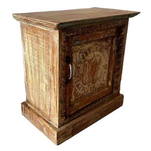 Mesita de madera acabado artesanal marrón 52x30x57h cm