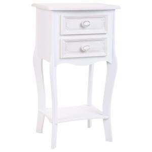 Mesita de madera de 2 cajones y 1 balda blanco 38x31.5x71