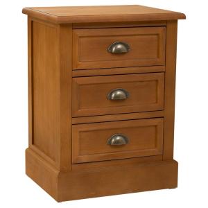 Mesita de madera de 3 cajones marron 45x35x60