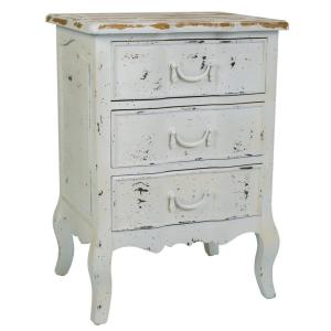Mesita de madera lac blanco envejecido 50x40x70