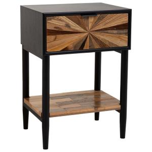 Mesita  de madera y metal de 1 cajon y 1 balda marron 41x32…