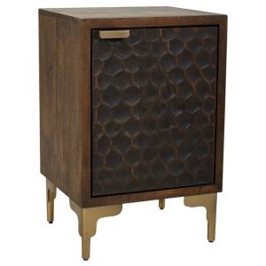 Mesita de madera y metal de 1 puerta marron 40x35x60