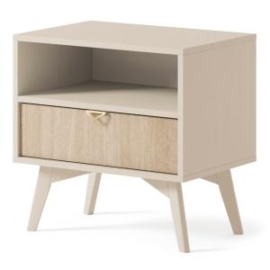 Mesita de noche 1 cajón 1 en madera laminada 54x54 cm