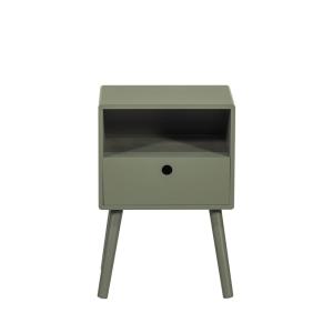 Mesita de noche 1 cajón, 1 nicho de madera - caqui verde
