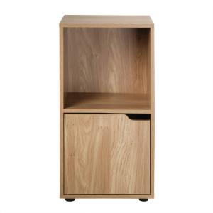 Mesita de noche 2 cajones efecto madera 1 puerta