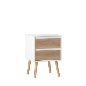 Mesita de noche 2 cajones efecto madera blanco-natural 40x5…