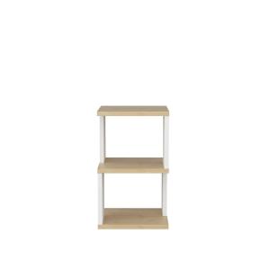 Mesita de noche 3 niveles decor roble y blanco l29,6 cm