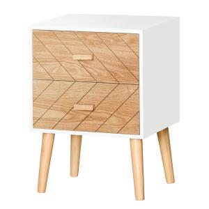 Mesita de noche 40x30x55,5cm blanco y madera
