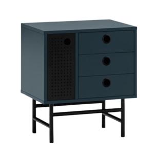 Mesita de noche azul 3 cajones 1 puerta 48x35 cm