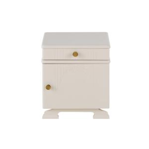 Mesita de noche color crudo con 1 puerta y 1 cajón