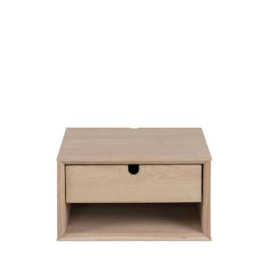 Mesita de noche con 1 cajón, 1 nicho de madera - madera bla…