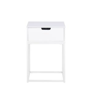 Mesita de noche con 1 cajón de madera - blanco