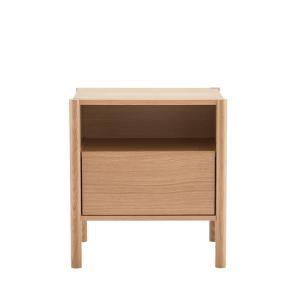 Mesita de noche con 1 cajón de madera - madera clara