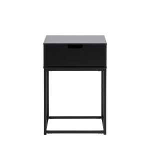 Mesita de noche con 1 cajón de madera - negro