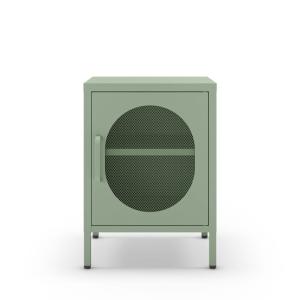 Mesita de noche con 1 puerta de metal - menta verde
