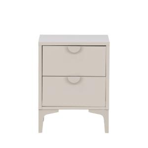 Mesita de noche con 2 cajones de metal - beige