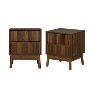 Mesita de noche con 2 cajones, set de 2, madera oscura