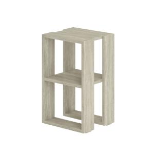 Mesita de noche con 2 estantes, decoración travertino h55 c…
