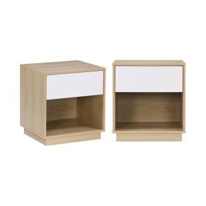 Mesita de noche con efecto madera bicolor, set de 2, blanco…