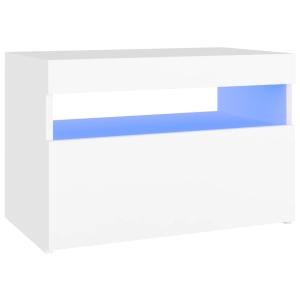 Mesita de noche con luces led madera blanco 60x35x40 cm