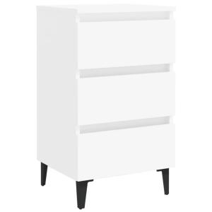 Mesita de noche con patas de metal madera blanco 40x35x69 cm