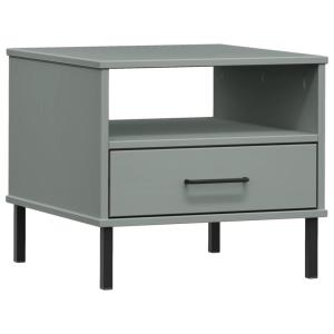 Mesita de noche con patas de metal madera gris 50x50x45 cm