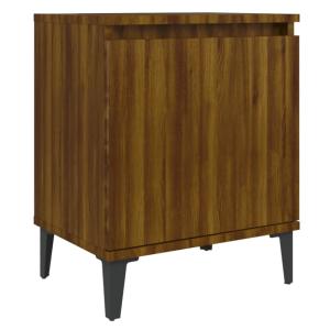 Mesita de noche con patas de metal madera marrón 40x30x50 c…