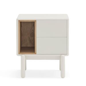 Mesita de noche crema con 2 cajones 48x35 cm