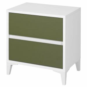 Mesita de noche de 2 cajones blanco y verde