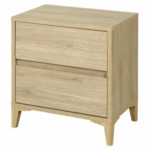 Mesita de noche de 2 cajones madera de roble