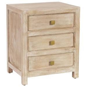 Mesita de noche de madera beige 3 cajones 50x40x60.5h cm