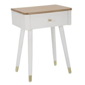 Mesita de noche de madera blanca y marrón con cajón cm 45x3…