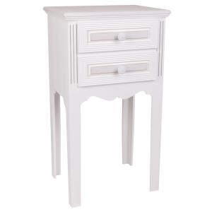 Mesita de noche de madera de 2 cajones blanco 38x28x69