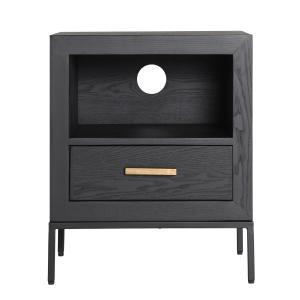 Mesita de noche de madera de abeto en color negro de 50x36x…