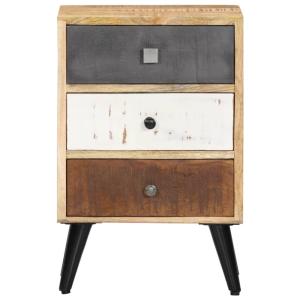 Mesita de noche de madera maciza de mango marrón 40x30x60 c…