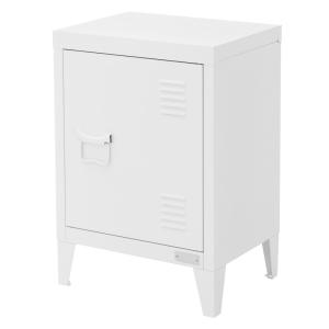 Mesita de noche de metal blanco 40x30x58 cm diseño industri…