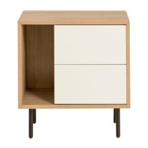 Mesita de noche efecto madera natural - blanco 35 cm x 52 cm